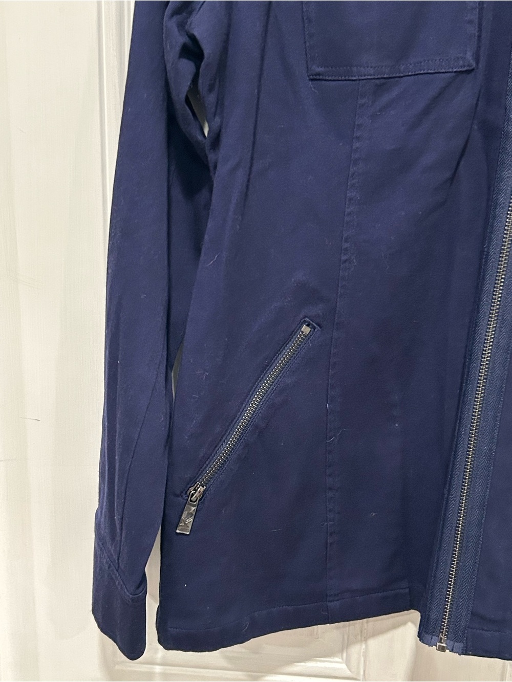 Belle Kim Gravel Women's Military Utility Safari Jacket Navy Blue Zip Size M - Picture 2 of 11